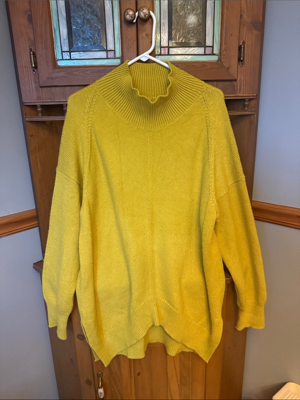 Maeve by Anthropologie Crystal Mock Neck Tunic Sweater - Chartreuse Yellow